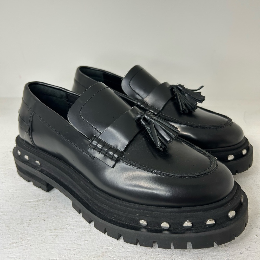 Free People Black Leather Loafers - Picture 2 of 8